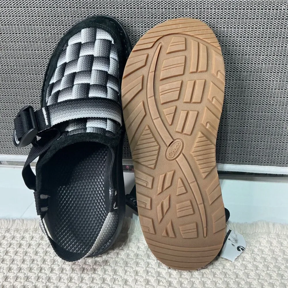 Chaco Canyon Woven Clog - Fade Black/White Men's Size 10 Adjustable Sandals